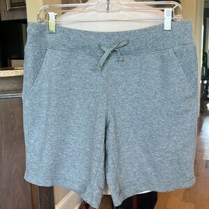 Comfy Gray Cotton Shorts Modest Length Drawstring Waist